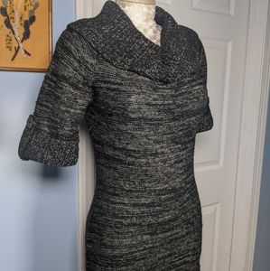 Cowl neck sweater dress heathered knit